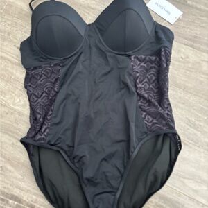 Black Lace Women Swim One Piece